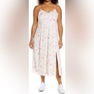 BP. 100% Cotton Floral Cami Midi Dress in Light Pink Floral Print